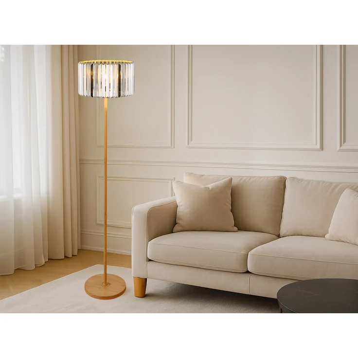 Moderne LED Stehlampe mit Lampenschirm aus Rauchglas Kristall, Höhe 150cm – Bild 5