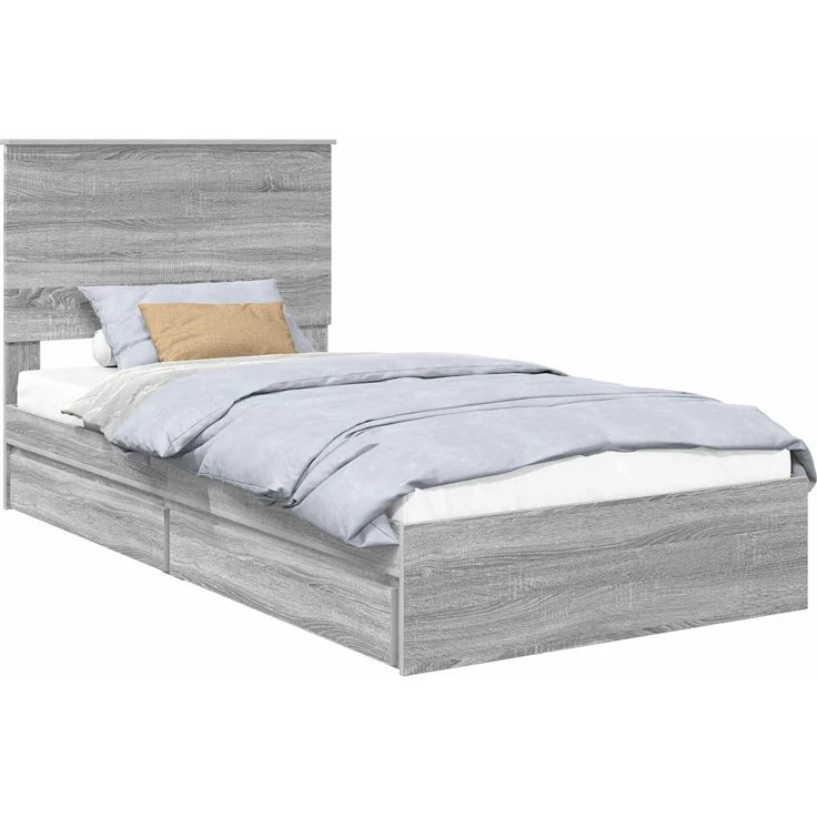 vidaXL Aufbewahrungsbett Graues Sonoma 100 x 200 cm Holzwerkstoff 3411241 – Bild 1