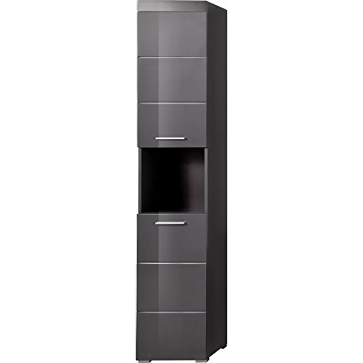 Trendteam 'Amanda' Hochschrank, Holz, Grau Hochglanz, 190 x 31 x 37 cm – Bild 2