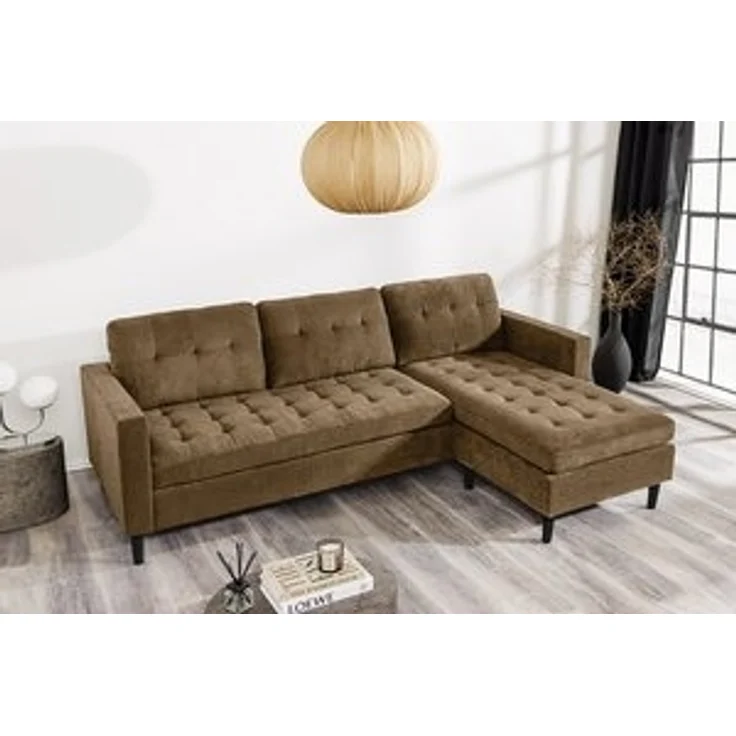riess-ambiente Ecksofa STOCKHOLM 220cm braun · Couch mit Cordbezug und Federkern, Einzelartikel 1 Teile, 3-Sitzer in L-Form · inkl. Kissen · Ottomane rechts & links · Retro – Bild 6