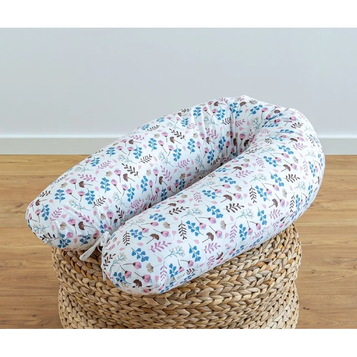 Loolay Seitenschläferkissen M/L oder L/XL BLUMEN Schwangerschaftskissen Kissen für Schlafen, MUSTER: BLUMENWIESE Braun, Blau, Rosa, Gelb WEICH Füllung + 100% BIO-Baumwolle Kissenbezug, 170 o. 190 cm Stillkissen + Bezug Reißverschluss! Dekokissen Gesche...