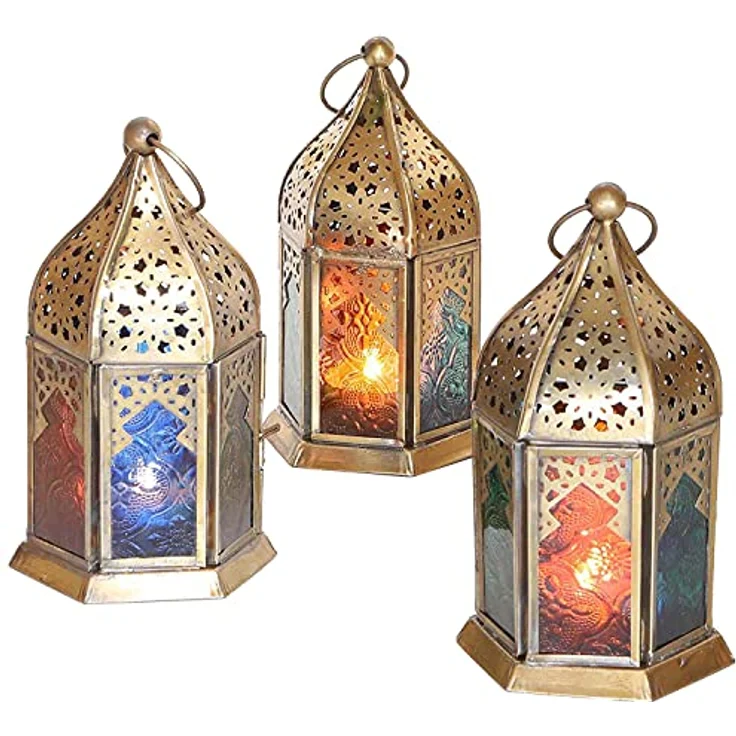 Orientalische Glas-Windlichter Nael Multifarbig 3er Set – Bild 3
