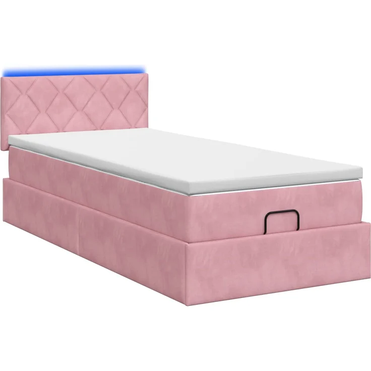 vidaXL Ottoman-Bett mit Matratze und LED Rosa 90 x 200 cm Samt 3457190 – Bild 9
