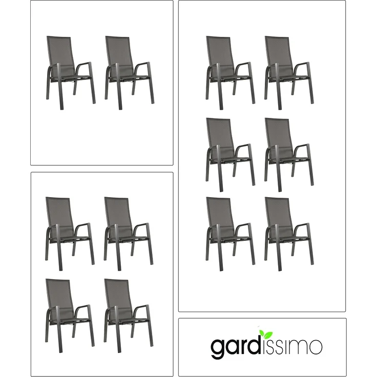 Gardissimo BERN Alu Diningsessel Stapelsessel Gartenstuhl verstellbar – Bild 1