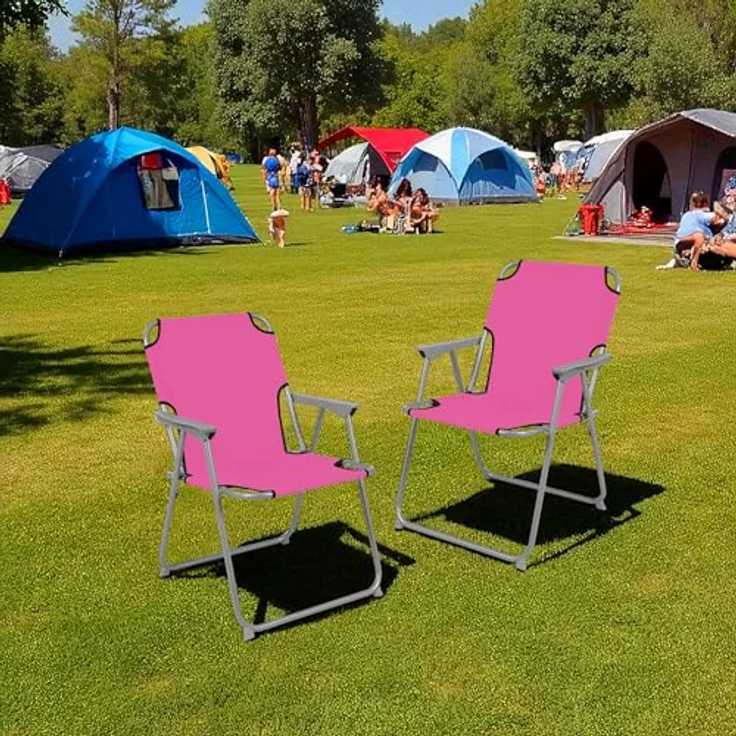 Spetebo Campingstuhl Camping Klappstuhl belastbar bis 120 kg - 2er Set (Anzahl, 1 St), zusammenklappbar – Bild 2