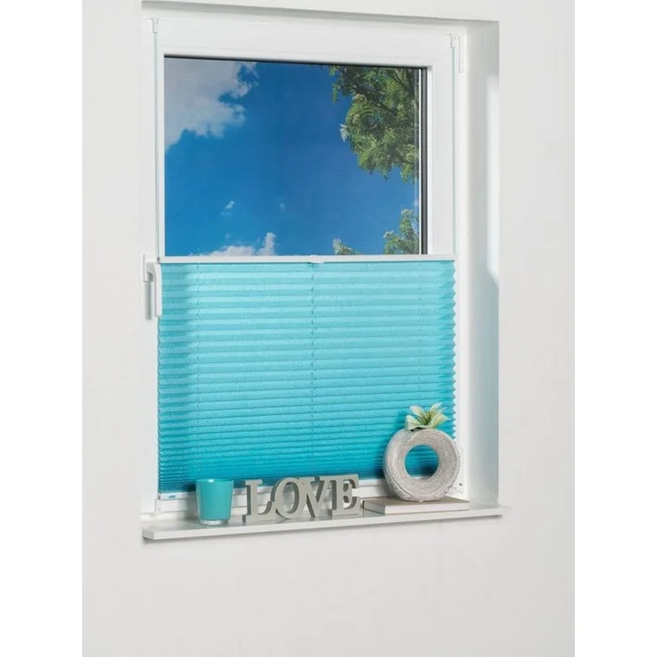 Khome Klemmfix-Plissee 50x210 cm (B x L) Iceblau Lichtschutz Moderne Crushed Optik – Bild 4