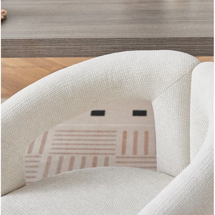 Esszimmerstuhl aus Chenille mit Armlehnen, 62x52x75 cm, Beige – Bild 9