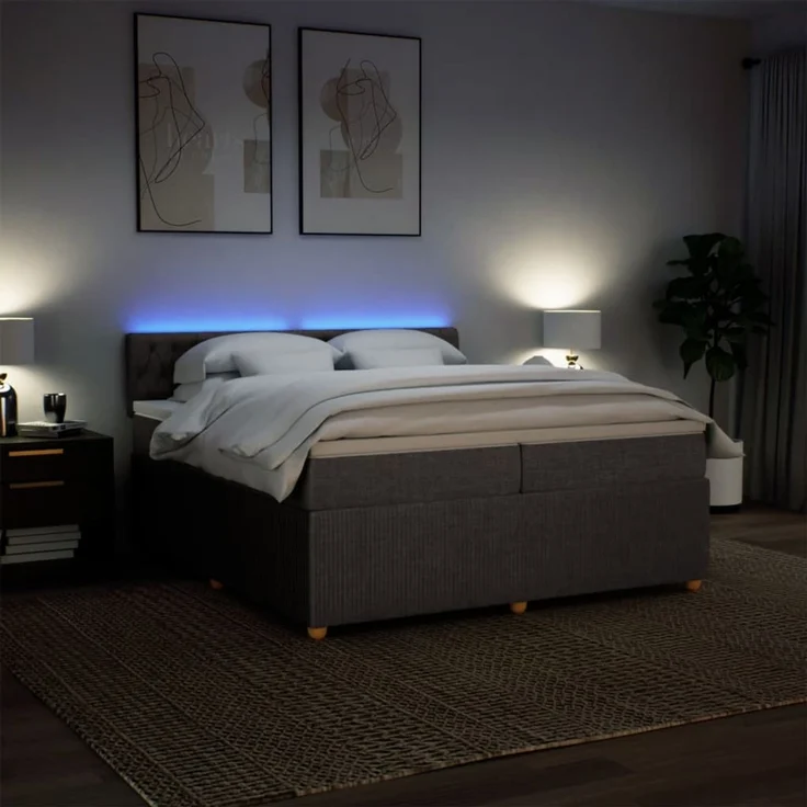 vidaXL Boxspringbett mit Matratze Taupe 200x200 cm Stoff 3289874 – Bild 5