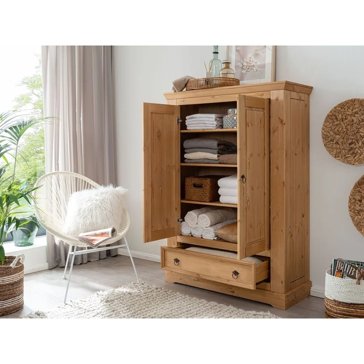 Wäscheschrank 108cm 'Anne' Kiefer eichefarbig – Bild 2