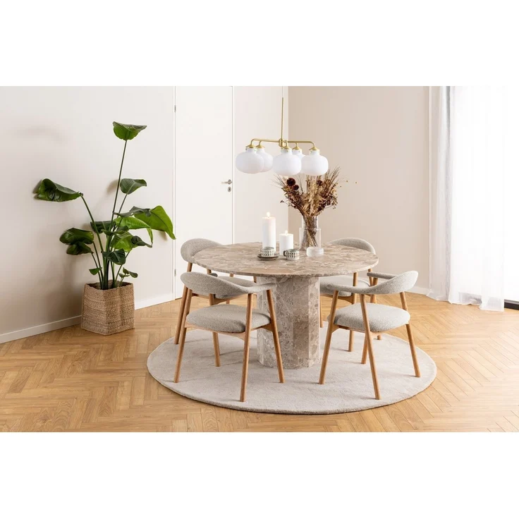 Holzstuhl >Addi< (2er-Set) in Beige, Stoff, Massivholz - 56x75,5x54cm (BxHxT) – Bild 2
