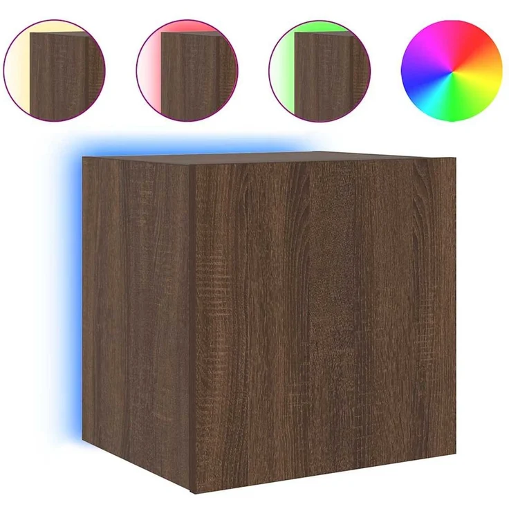 TV-Wandschrank, Fernsehschrank mit LED-Leuchten Braun Eichen-Optik 40,5x35x40cm – Bild 2