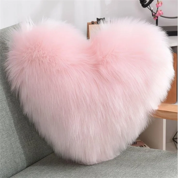 Herzkissen, Herz Kissen Kinderzimmer, Doppelseitiger Flausch Superweiches Plüsch Dekokissen, Herz Dekoratives Kissen für Wohnzimmer Sofa Kind Schlafzimmer Bett (Rosa,30x40 cm) – Bild 1