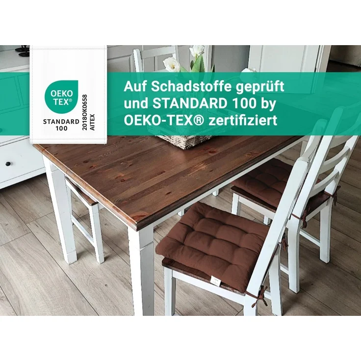 ZOLLNER Stuhlkissen, 40 x 40 x 3 cm, mit Bindebänder, für Indoor und Outdoor – Bild 3