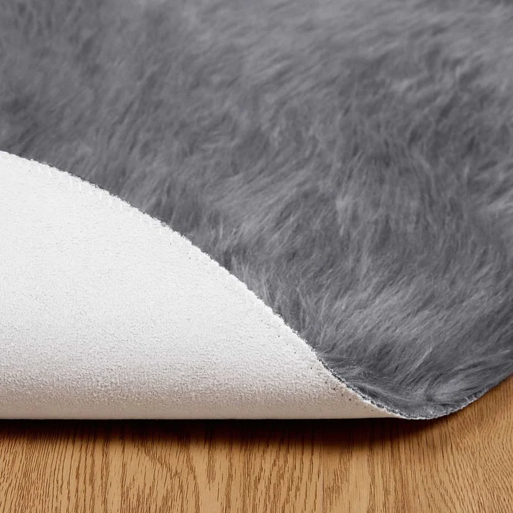 vidaXL Kunstschaffell Teppich Tafalla Anthrazit Ø 200 cm Polyester 42021605 – Bild 5
