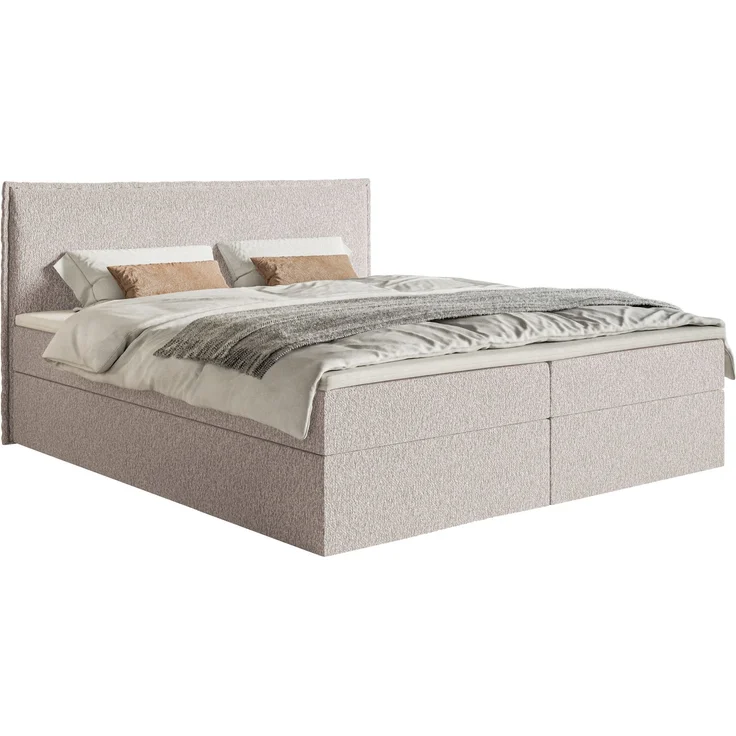 Selsey 'Softie' Boxspringbett 140x200 cm mit Topper und Stauraum, Chenille, Beige – Bild 1
