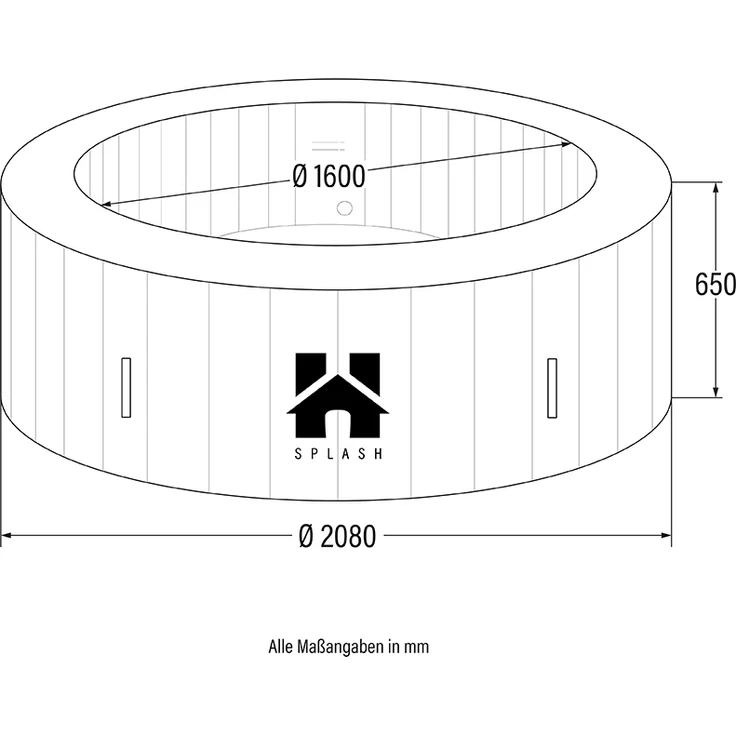 HOME DELUXE Outdoor-Whirlpool 'Splash', Ø 208 cm, für 6 Personen, inkl. Kissen, Getränkehalter & Sonnendach, Beton-Optik – Bild 12