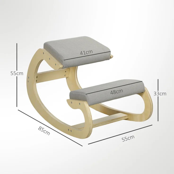 MELAYR, Ergonomischer, schaukelnder Kniehocker für Homeoffice, 55 x 85 x 55 cm, Hellgrau – Bild 5