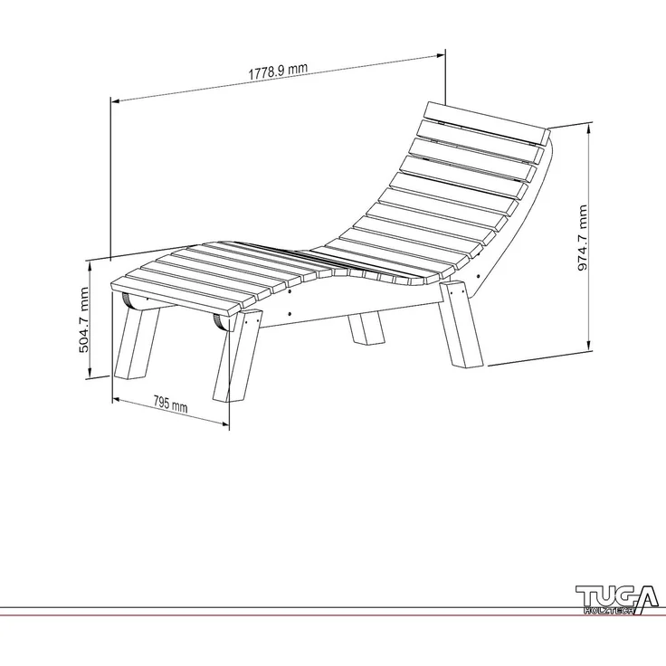 Gartenliege Relaxliege "Liege-Franzi" (Lärche) Breite 80cm Einstiegshöhe 50cm mit Füßen – Bild 7