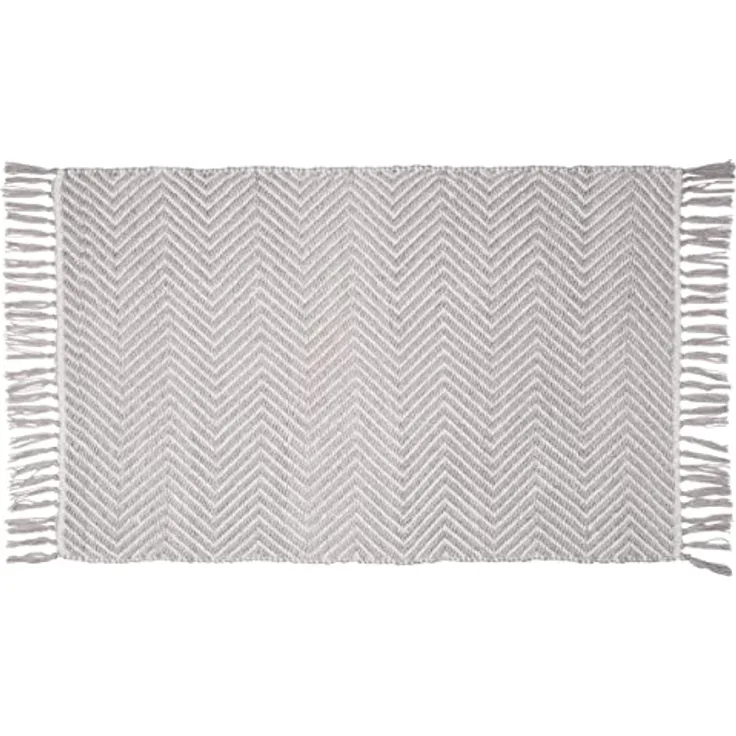 WENKO Badematte Gata, nachhaltige Badezimmermatte aus 100% Polyester mit Zickzack-Muster, grau/weiß, 50 x 80 cm