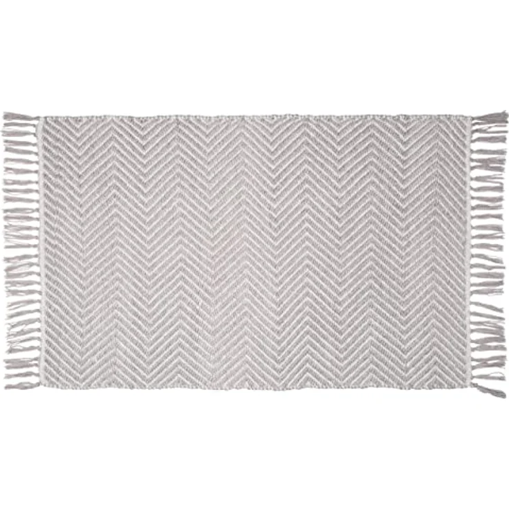 WENKO Badematte Gata, nachhaltige Badezimmermatte aus 100% Polyester mit Zickzack-Muster, grau/weiß, 50 x 80 cm – Bild 1