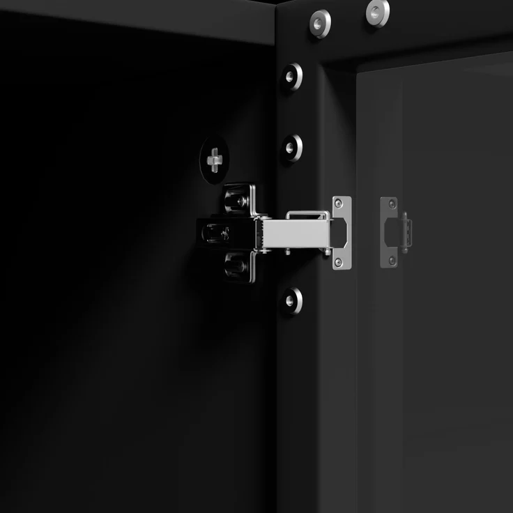 ZUBALIYA Vitrine, mit Schubladen, mit Stauraum, mit LED-Beleuchtung, mit App-Steuerung, H 170 × T 36 × B 70 cm, Schwarz, MDF / Spanplatte – Bild 20