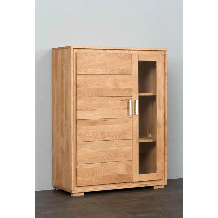 Highboard vollmassiv Echtholz BASEL Wildeiche massiv.