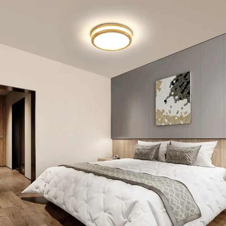 Goeco LED Deckenleuchte Flach RundDimmbar, 24W Holz Ø30CM Deckenlampe mit Fernbedienung, 3000-6500K, LED Deckenbeleuchtung Rund für Wohnzimmer Schlafzimmer Flur Küche – Bild 7