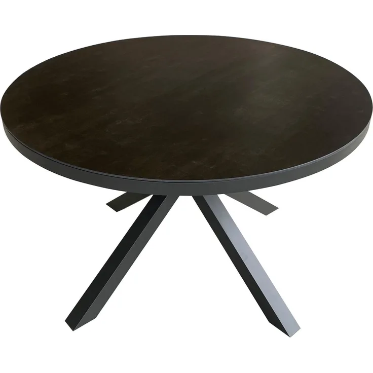 Tisch Malaga - 120 cm rund - gesinterter Stein dunkelgrau - Gestell Kreuz-Form