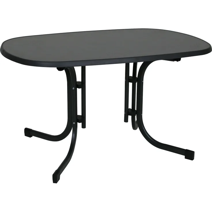 greemotion Klapptisch Outdoor wetterfest klappbar Stahlgestell witterungsbeständig 140x70x90 cm anthrazit/Schieferdekor