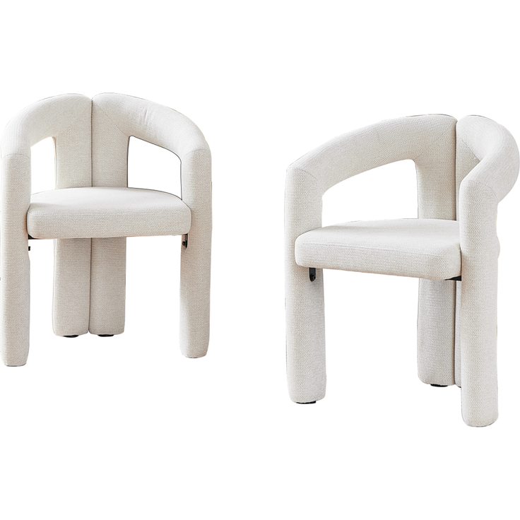 Esszimmerstuhl aus Chenille mit Armlehnen, 62x52x75 cm, Beige – Bild 6