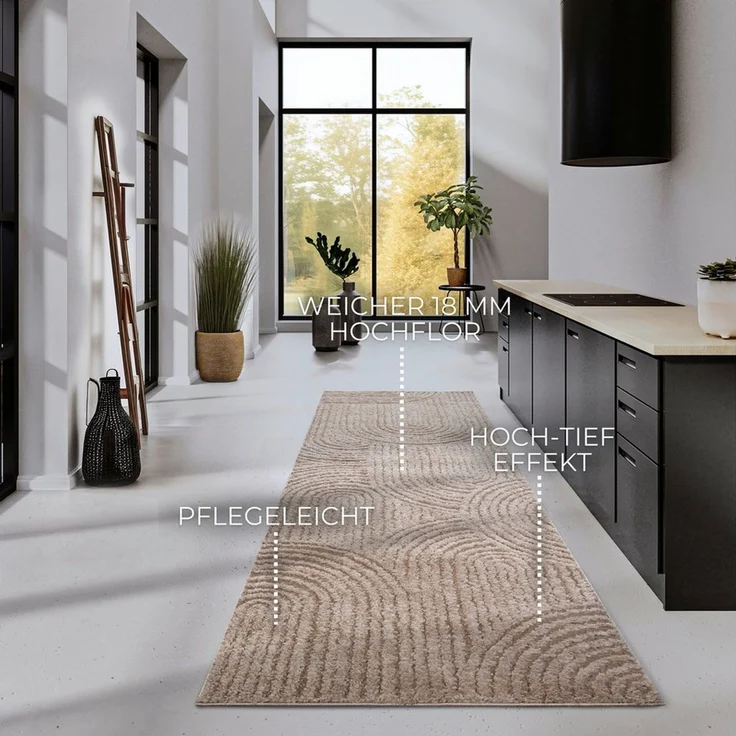 ELLE DECORATION Hochflor-Teppich Chappe, rechteckig, Höhe: 18 mm, Shaggy, Läufer, flauschig, weich, Langflor, modern, Hoch Tief Effekt – Bild 3