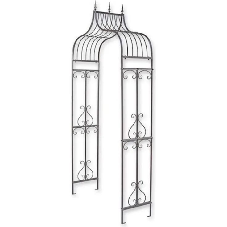 Casa Padrino Jugendstil Rosenbogen 117 x 40 x H. 242 cm - Metall Blumenbogen - Nostalgischer Pflanzenbogen - Barock & Jugendstil Garten Deko Accessoires