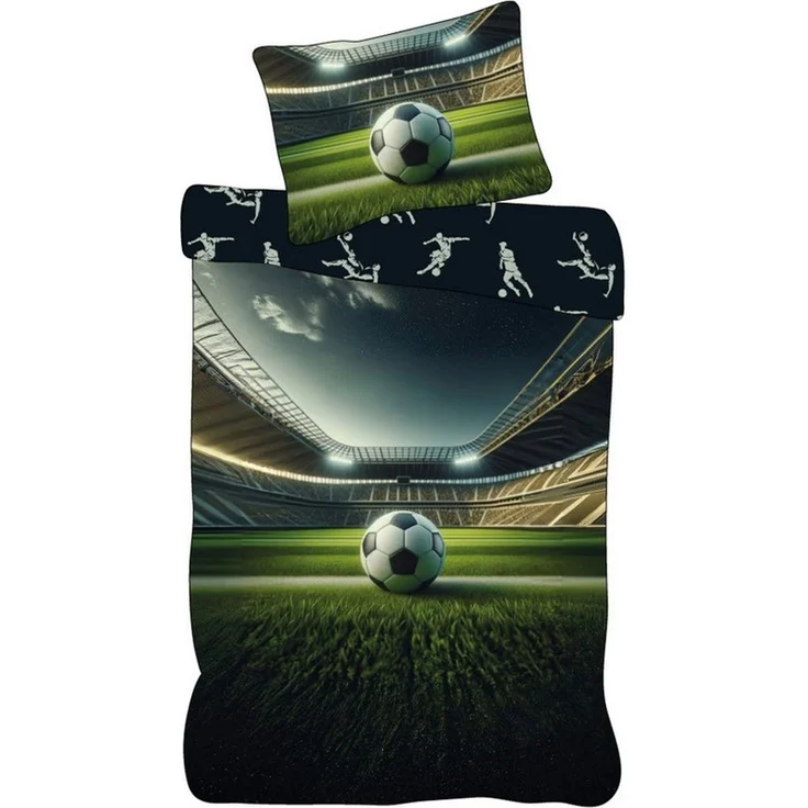 BrandMac Bettwäsche Fußball-Stadion - Wende-Bettwäsche-Set mit Fussball, 135x200 & 80x80, Baumwolle, 100% Baumwolle – Bild 1