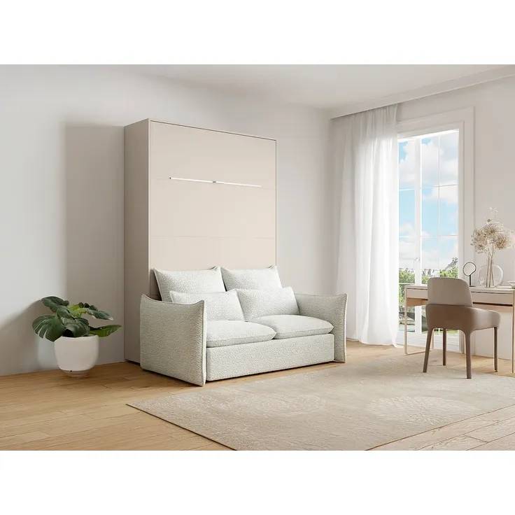 Vente-unique - RAPILI Bett Holz, Platte Beige - B 133 cm239,2 cm x H 225,2 cm x L 200 cm