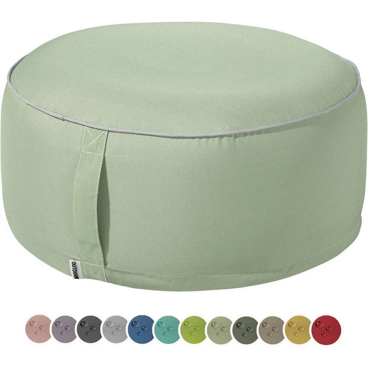 heimtexland Outdoor Pouf Sitzkissen wetterfest Garten Bodenkissen aufblasbar Fußhocker Yoga Lounge Hocker Tisch Party Deko Sitzsack 25x55 Typ551 Mint – Bild 1