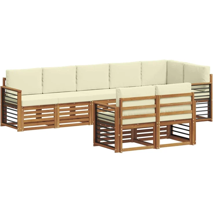 vidaXL Outdoor-Sofagarnitur 8 stk. 8-Sitzer Natur und Creme 3384511 – Bild 1