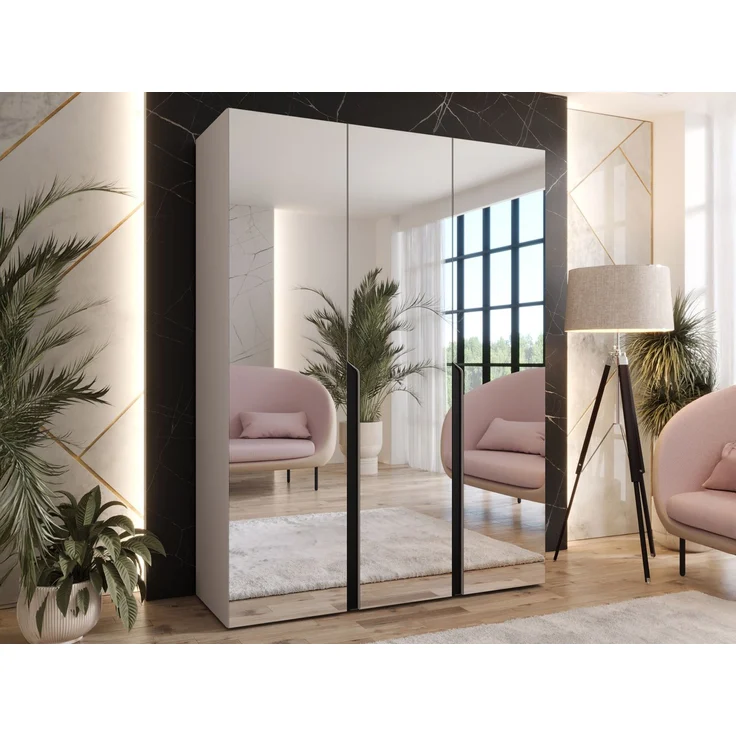 Kleiderschrank Veluna III 150 (Farbe: Cashmere / Cashmere + Schwarz) – Bild 2