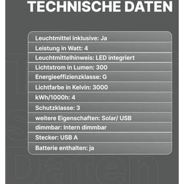 Brilliant Picco Solar Tischlampe Outdoor 30cm Grau Matt - LED Außentischleuchte mit USB & Akku, Dimmbar in 3 Stufen, IP44 Wassergeschützt – Bild 7
