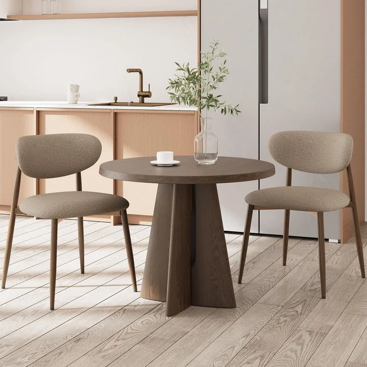COLAMY Moderne Polsterstuhl Essstühle 2er Set, Küchenstuhl Esszimmerstühle mit Fester Rückenlehne, Stoff Esszimmerstühl mit Metallbeinen für Esszimmer, Küche, Restaurant, Kamel