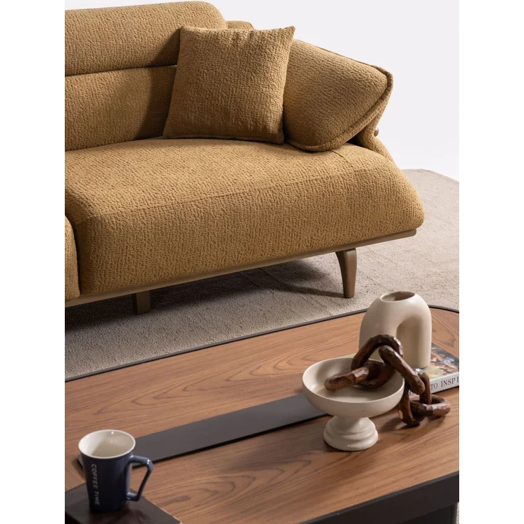 Sitzgruppe/Sofa Set - Wohnzimmergarnitur "Lorina" 3+3+1-Braun/Beige – Bild 14
