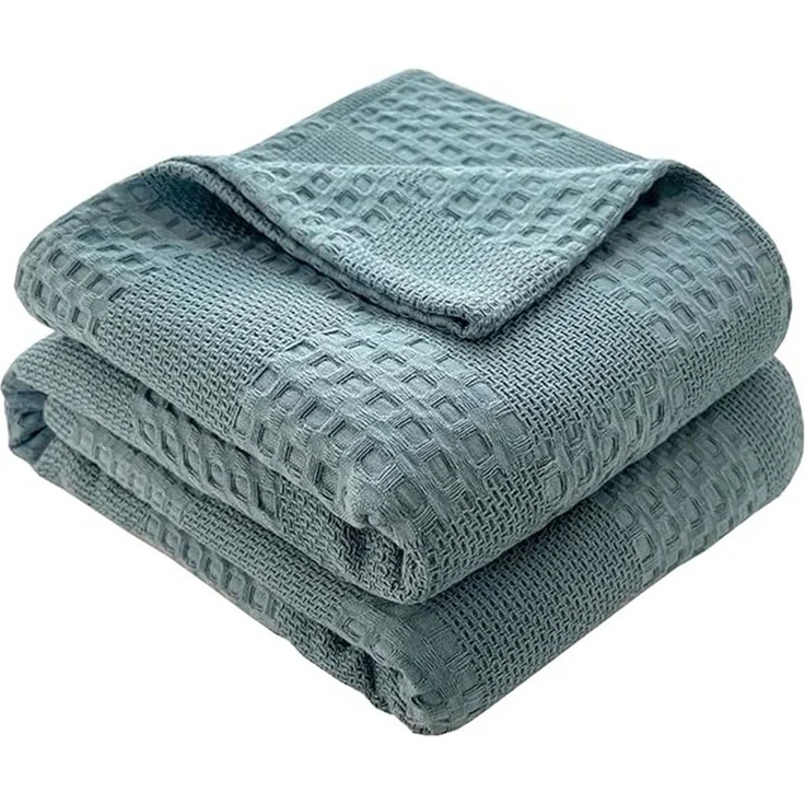 Wohndecke Baumwolle Waffelpique Kuscheldecke,Weiche und Atmungsaktive Tagesdecke, TUWENA – Bild 5