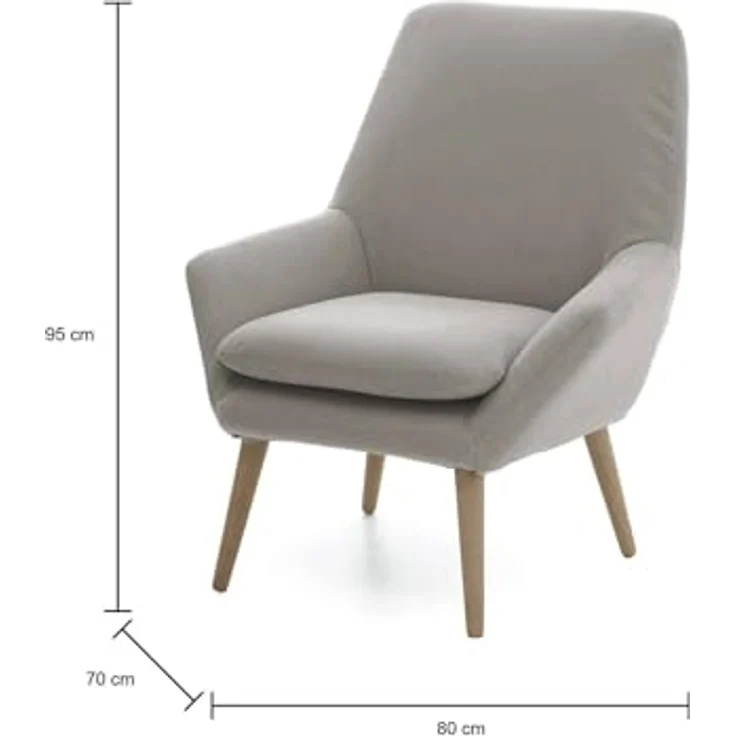 Talamo Italia - Annarita-Sessel, Design-Loungesessel, 100 % Made in Italy, Relaxsessel aus gepolstertem Stoff, 80 x 70 x 95 cm, Grau – Bild 2