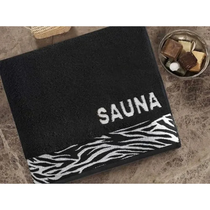 CLASS HOME COLLECTION Saunatuch Frottee Baumwolle Saunahandtuch Saunatuch 80x200 cm Leopard Zebra, 100% Baumwolle (1-St), Bordüre in Leopard Optik