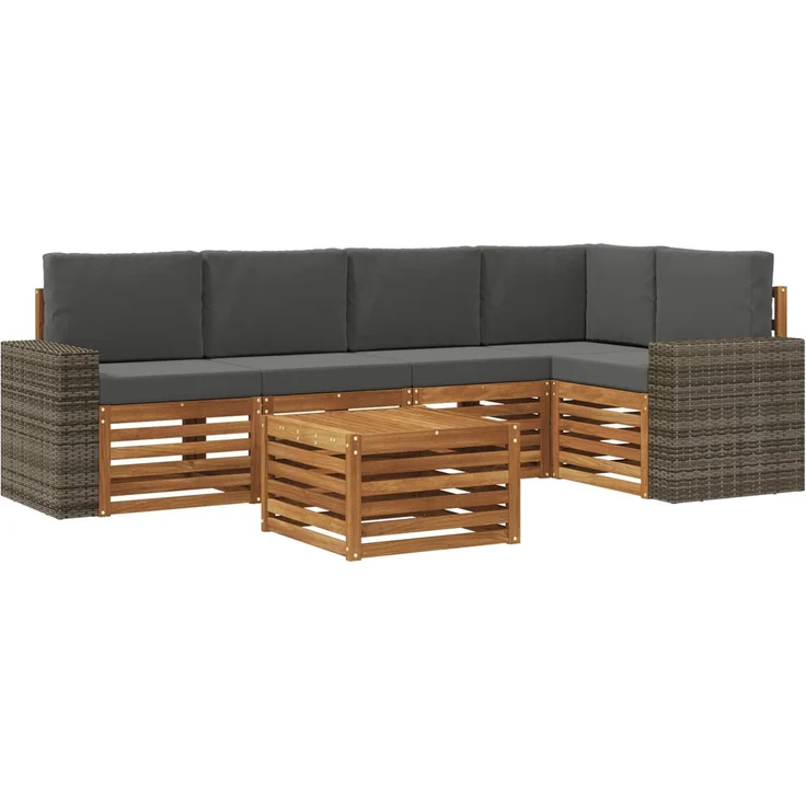 vidaXL Outdoor-Sofagarnitur 6 stk. 5-Sitzer Natur und Anthrazit 3384398 – Bild 2