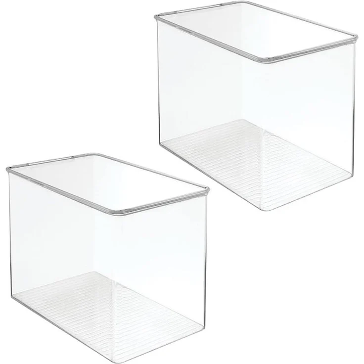mDesign Organizer Aufbewahrungsbox Regalbox Deckel Stapelbar 2er-Set Transparent – Bild 1