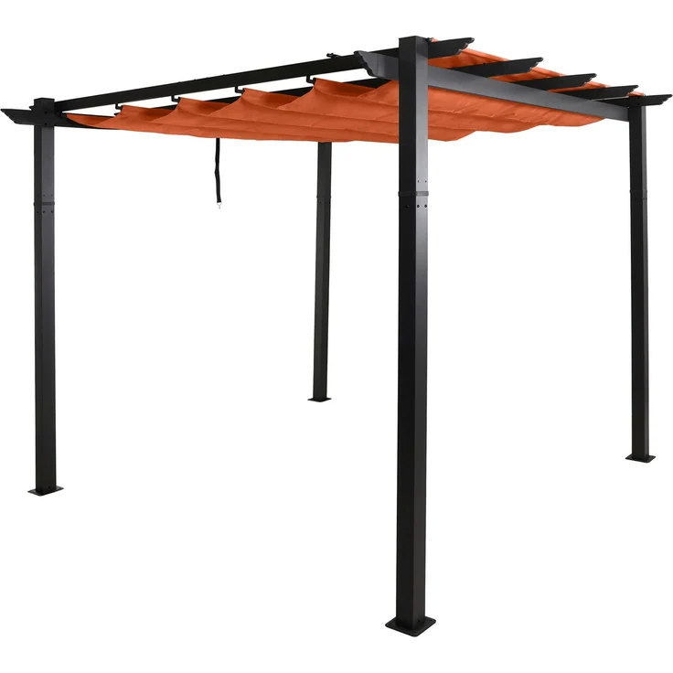 Mendler 'HWC-N93' Pergola, stabiles 8cm-Gestell mit Schiebedach UV50+ 3x3 m, Aluminium, Terrakotta – Bild 9