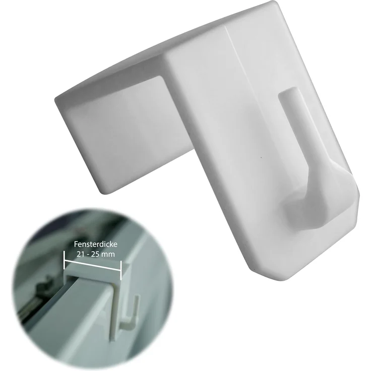 dekondo Fensterhaken Dekohaken Dekoklipp Fensterklipp Gardinenhaken Türhaken, für Gardinenstangen/Vitragestangen oder Fensterdekorationen, (10-St), Klemmbereich 15-25 mm (wählen Sie die richtige Größe für Ihr Fenster) – Bild 1