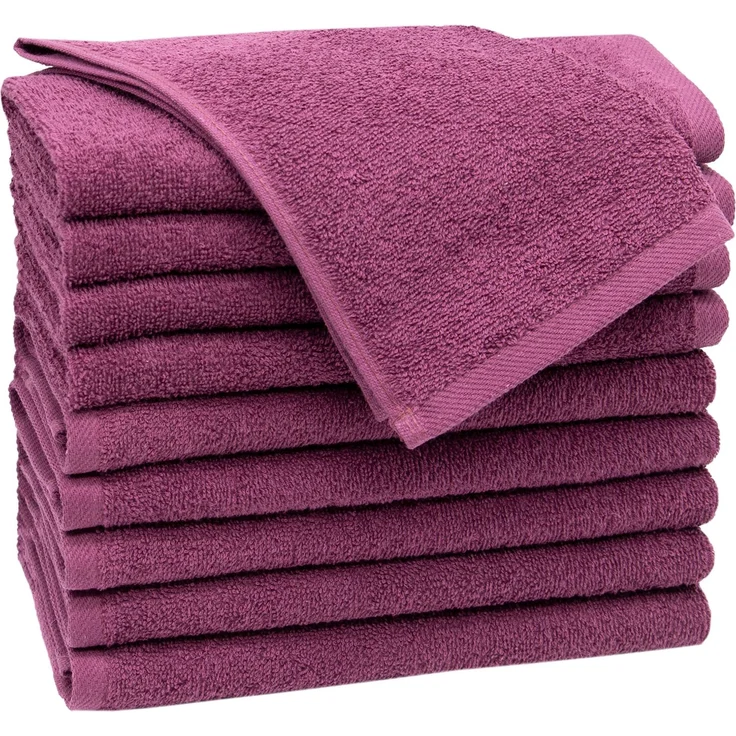 ZOLLNER 10er Set Gästetücher, Baumwolle, 30x50 cm, 420g/qm, violett (lila) – Bild 1