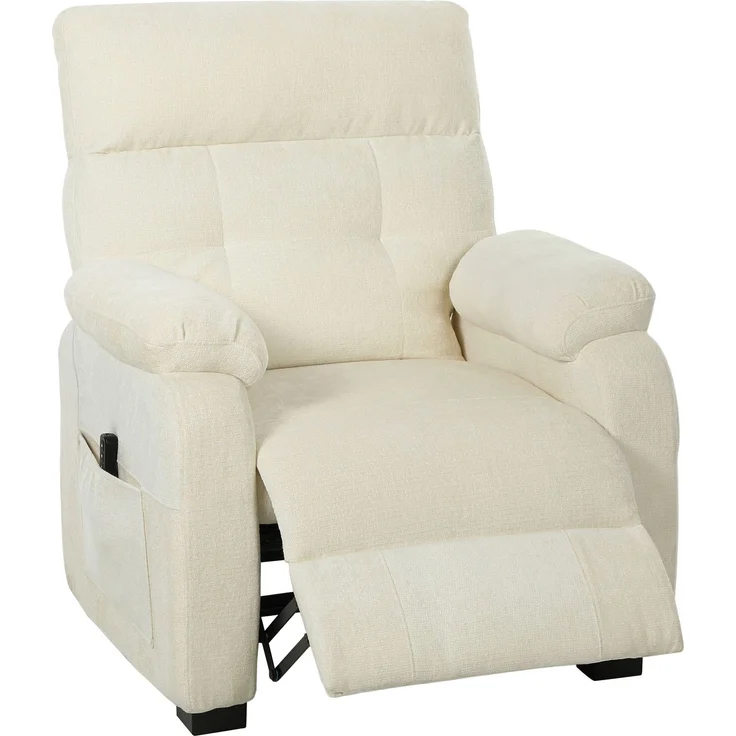 MELAYR, Elektrischer Relaxsessel Fernsehsesel mit Fußstütze, Seitentaschen, bürstenlosem Motor, 96 x 90 x 105 cm, Weiß – Bild 1