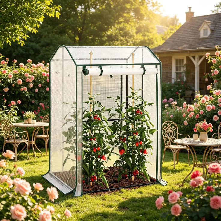 Wohnora-Langlebiges Gewächshaus,Pflanzen Winterzelt mit Rollbar Front Reißverschlusstür,für Balkon,Patio,Garten,H 150cm x T 100cm x B 83cm,Weiß
